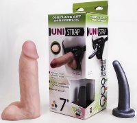 Страпон-унисекс с двумя насадками UNI strap 7 Harness - 19 и 12 см.