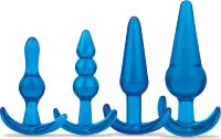 Тренировочный набор из 4 голубых анальных плагов Anal Training Set