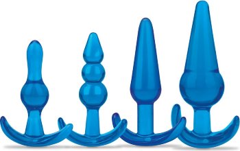 Тренировочный набор из 4 голубых анальных плагов Anal Training Set