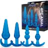 Тренировочный набор из 4 голубых анальных плагов Anal Training Set