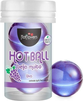 Лубрикант на масляной основе Hot Ball Beija Muito с ароматом винограда (2 шарика по 3 гр.)