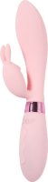 Нежно-розовый вибратор-кролик с независимыми моторчиками Indeep Theona - 21,5 см.