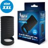 Черная открытая насадка на пенис с кольцом для мошонки XXL-size - 9,4 см.