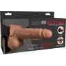 Кофейный перезаряжаемый вибрострапон 7 Hollow Rechargeable Strap-on with Balls - 20,3 см.