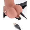 Кофейный перезаряжаемый вибрострапон 7 Hollow Rechargeable Strap-on with Balls - 20,3 см.