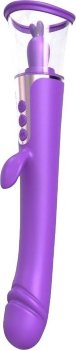 Фиолетовый двусторонний вибростимулятор Esther - 26,5 см.