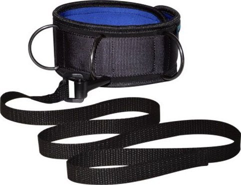 Чёрно-синий неопреновый ошейник с поводком