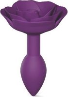 Фиолетовая анальная пробка с ограничителем-розой Open Rose Size S Butt Plug
