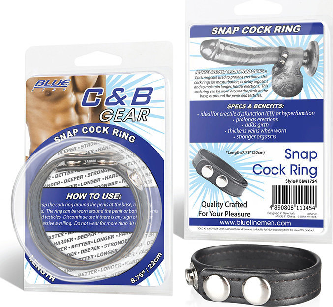 Кольцо на пенис из искусственной кожи на клепках SNAP COCK RING