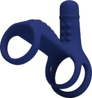 Синяя вибронасадка на пенис Vibrating Penis Sling