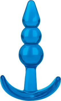 Голубой анальный плаг Beginners Beaded Plug - 9,5 см.