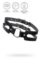 Черный кожаный чокер-ошейник из двух ремешков