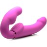 Розовый безремневой страпон с вибрацией и функцией расширения Inflatable Ergo-Fit Strapless Strap-On