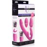 Розовый безремневой страпон с вибрацией и функцией расширения Inflatable Ergo-Fit Strapless Strap-On