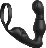 Черный вибростимулятор простаты с эрекционным кольцом Ass-Gasm Pro P-Spot Milker