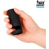 Черная открытая насадка на пенис с кольцом для мошонки XXXL-size - 9,9 см.