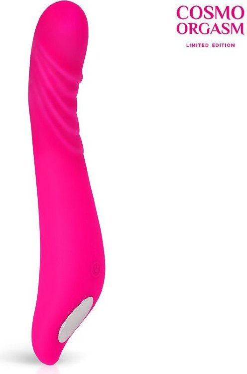 Розовый изогнутый вибромассажёр из силикона для G-стимуляции - 21,3 см.