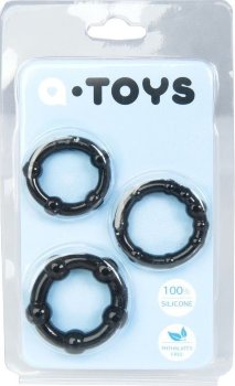 Набор из 3 чёрных эрекционных колец A-toys