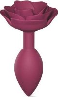 Сливовая анальная пробка с ограничителем-розой Open Rose Size M Butt Plug