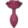 Сливовая анальная пробка с ограничителем-розой Open Rose Size M Butt Plug