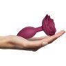 Сливовая анальная пробка с ограничителем-розой Open Rose Size M Butt Plug