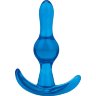 Голубой анальный стимулятор Tear Drop Butt Plug - 8,9 см.