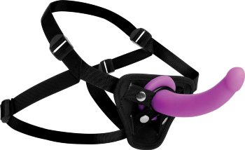 Лиловый поясной страпон Navigator Silicone G-Spot Dildo with Harness - 17,8 см.