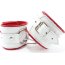 Бело-красные кожаные наручники с кольцом  Цена 3 895 руб. - Бело-красные кожаные наручники с кольцом