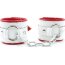 Бело-красные кожаные наручники с кольцом  Цена 3 895 руб. - Бело-красные кожаные наручники с кольцом