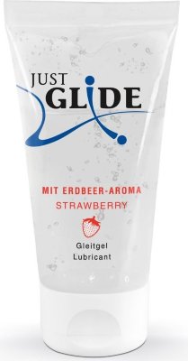 Лубрикант на водной основе Just Glide Strawberry с ароматом клубники - 50 мл.  Цена 996 руб. Лубрикант на водной основе Just Glide с ароматом клубники. Нанесите на желаемые части тела для большего удовольствия во время секса. Подходит для использования с латексными презервативами и секс-игрушками. Aqua, Glycerin, Hydroxyethylcellulose, Aroma, Phenoxyethanol, Hydroxypropyl Guar Hydroxypropyltrimonium Chloride, Ethylhexylglycerin, Citric Acid. Страна: Германия. Объем: 50 мл.