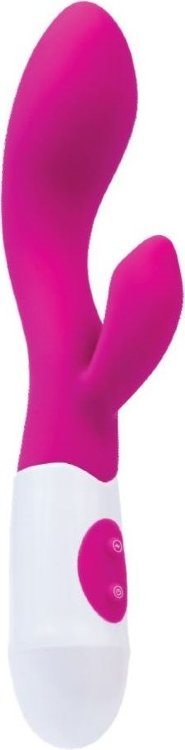 Ярко-розовый вибратор Fela с клиторальным стимулятором - 19,5 см.