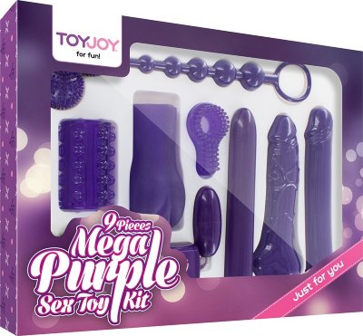 Эротический набор Toy Joy Mega Purple  Цена 11 289 руб. Это просто ошеломительный набор секс-игрушек -, здесь есть все, чтобы сделать Ваши ночи откровенно горячими - целых 9 потрясающих игрушек для взрослых. В эротический набор вошел отменный фаллоимитатор, универсальный пластиковый вибратор с еще одним фаллосом-насадкой. Набор секс-игрушек позаботится и о мышцах влагалища и ануса – здесь предусмотрены вагинальные и анальные шарики. Еще в эротический набор вошли насадки для пениса: одна с пупырышками, еще одно эрекционное кольцо (со стимуляцией клитора), маленькая вагина для сладкой мастурбации, многоскоростная вибропуля. Страна: Китай. Материал: ПВХ-силикон. Батарейки: 4 шт., тип AA.