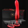 Красный двухсторонний вибростимулятор Ultimate Pleasure 24K Gold Luxury Edition - 25 см.