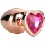 Золотистая анальная втулка с кристаллом-сердечком розового цвета - 7,1 см.  Цена 1 670 руб. - Золотистая анальная втулка с кристаллом-сердечком розового цвета - 7,1 см.