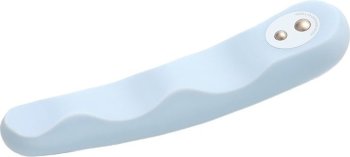Голубой вибратор IROHA MINAMO с волнами на стволе - 17,5 см.