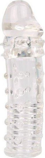 Закрытая прозрачная насадка-фаллос - 15 см.