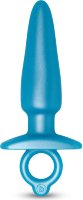 Голубая анальная пробка с кольцом Sleek Tapered Silicone Plug - 15 см.