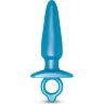 Голубая анальная пробка с кольцом Sleek Tapered Silicone Plug - 15 см.