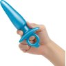 Голубая анальная пробка с кольцом Sleek Tapered Silicone Plug - 15 см.