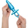 Голубая анальная пробка с кольцом Sleek Tapered Silicone Plug - 15 см.
