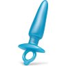 Голубая анальная пробка с кольцом Sleek Tapered Silicone Plug - 15 см.