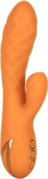 Оранжевый вибромассажер-кролик Newport Beach Babe с пульсирующим воздействием - 21,5 см.