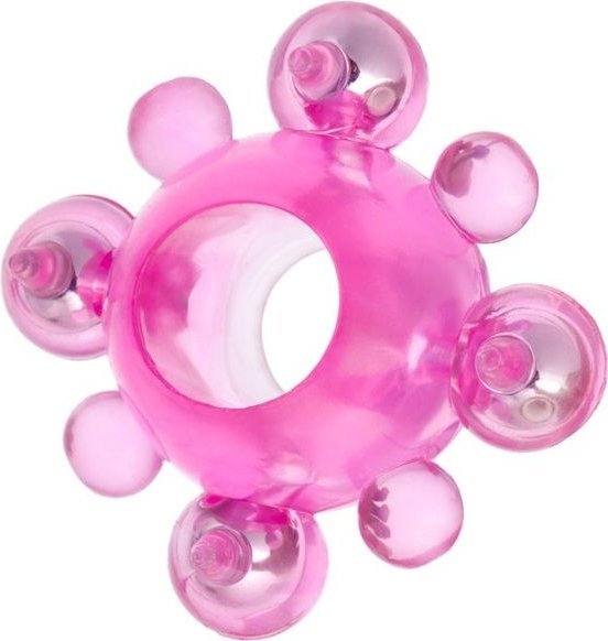 Розовое эрекционное кольцо c бусинками