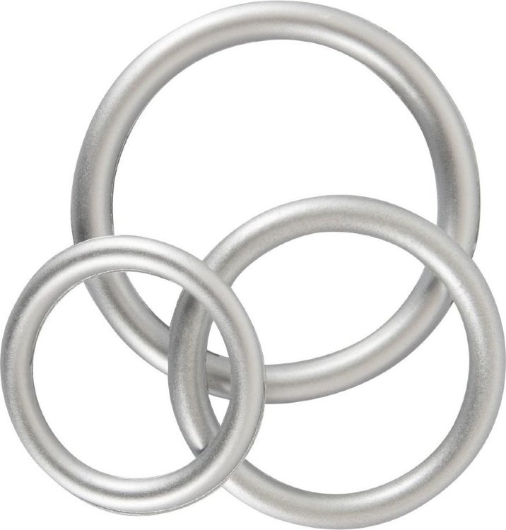 Набор из 3 эрекционных колец под металл Metallic Silicone Cock Ring Set