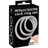 Набор из 3 эрекционных колец под металл Metallic Silicone Cock Ring Set