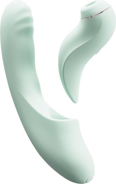 Мятный вибратор-кролик из 2 частей Fatima - 19 см.