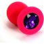Розовая силиконовая анальная пробка с темно-фиолетовым кристаллом - 7 см.  Цена 942 руб. - Розовая силиконовая анальная пробка с темно-фиолетовым кристаллом - 7 см.