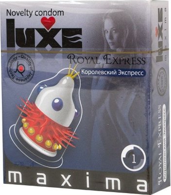 Презерватив LUXE Maxima Королевский экспресс - 1 шт. Длина: 18 см. Внимание-внимание! Объявляется посадка на «Королевский экспресс». Промежуточная станция - «Сильные сексуальные ощущения», конечный пункт – «Мощный оргазм». С этим презервативом вам удастся совершить путешествие в страну наслаждения. Шипы, шарики, усики, пупырышки… и все так нежны! «Королевский экспресс» - вы полюбите секс-туризм. Номинальная ширина - 52 мм. Толщина стенок - 0,06 мм. Страна: Китай. Материал: латекс. Объем: 1 шт.