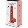 Телесный фаллоимитатор с крупными венами - 20 см.