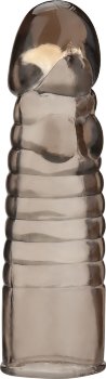 Дымчатая насадка-удлинитель Ribbed Realistic Penis Enhancing Sleeve Extension - 15,2 см.